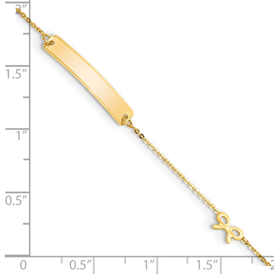 Brazalete de Identificación con Lazo Pulido en Oro de 14k y 5.5 pulgadas