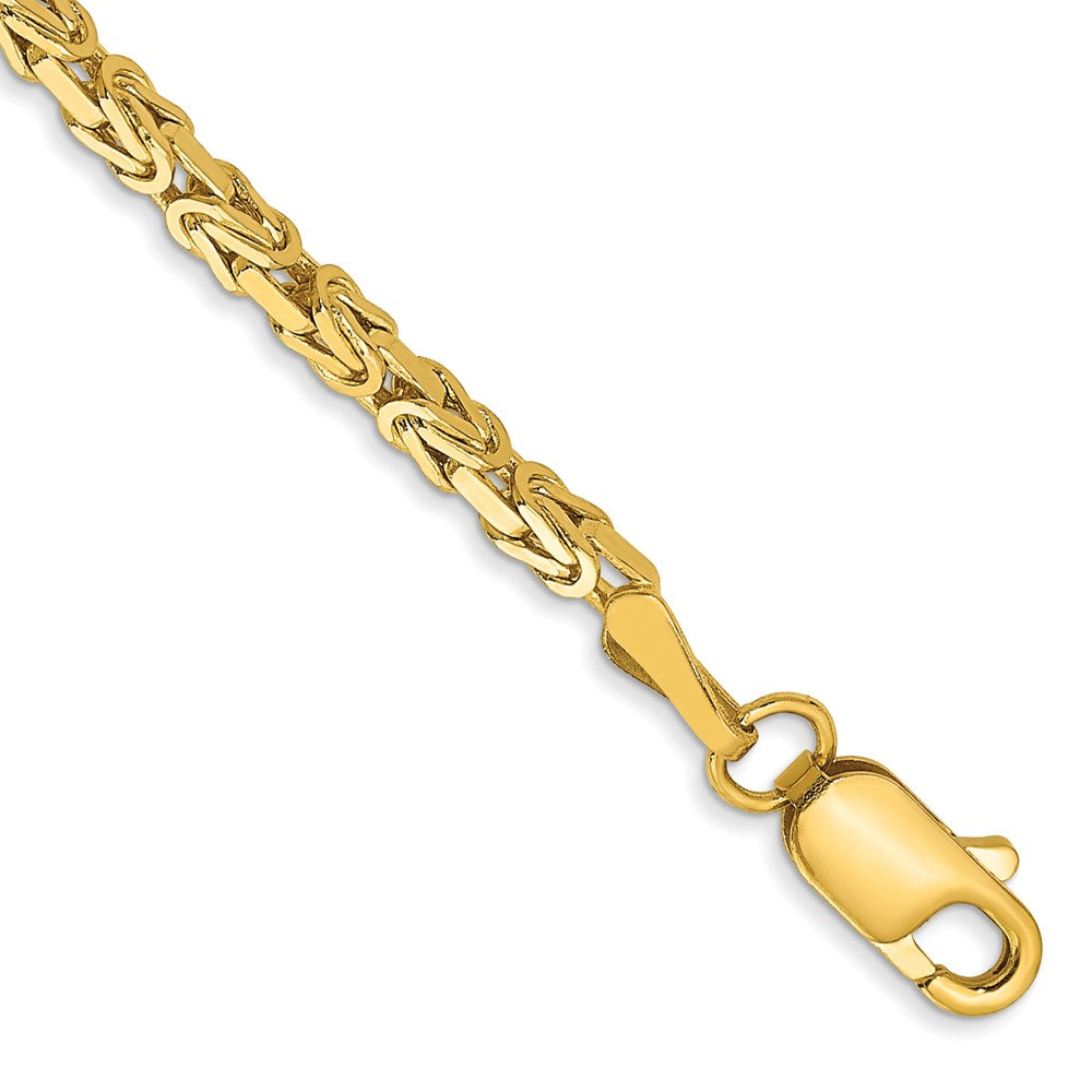 Pulsera de Oro Amarillo de 14k de 7 pulgadas y 2 mm Estilo Bizantino con Cierre de Langosta