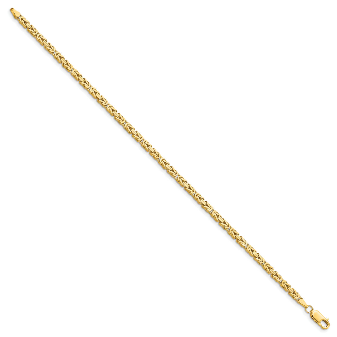 Pulsera de Oro Amarillo de 14k de 7 pulgadas y 2.5 mm Estilo Bizantino con Cierre de Langosta