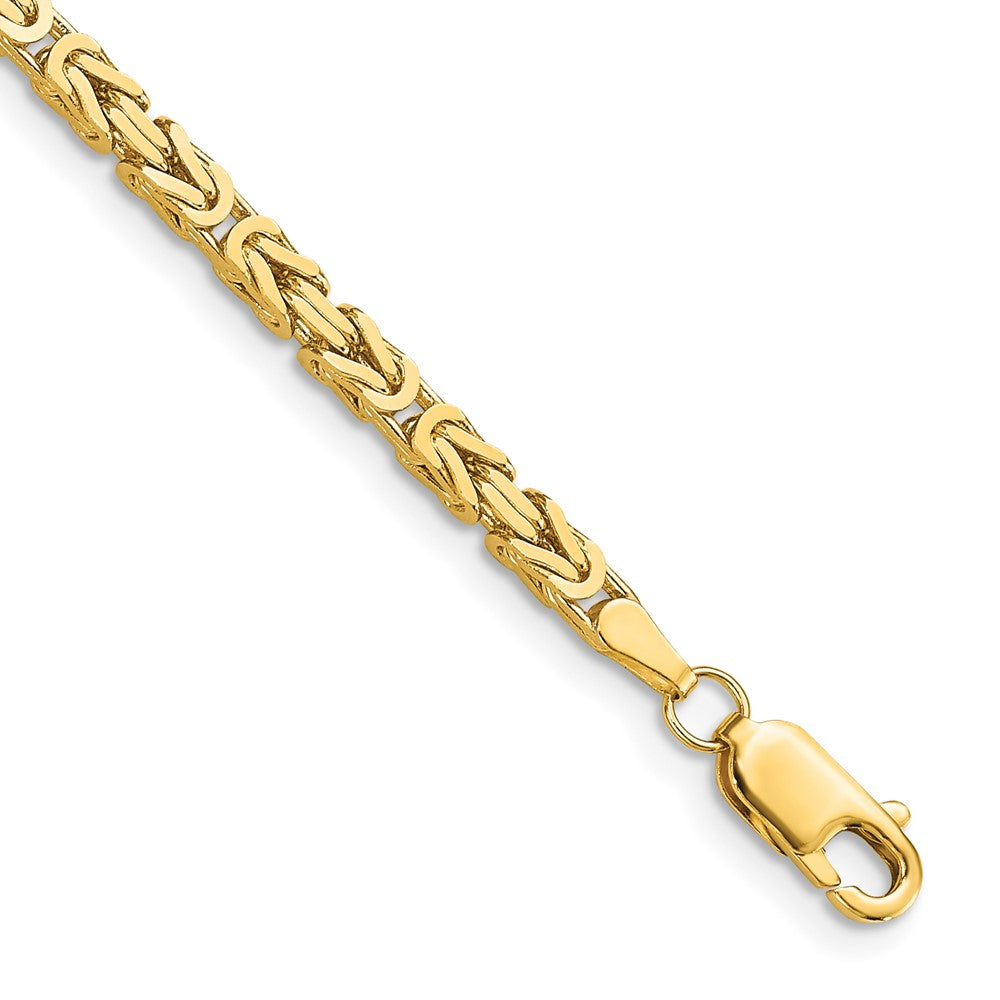 Pulsera de Oro Amarillo de 14k de 7 pulgadas y 2.5 mm Estilo Bizantino con Cierre de Langosta