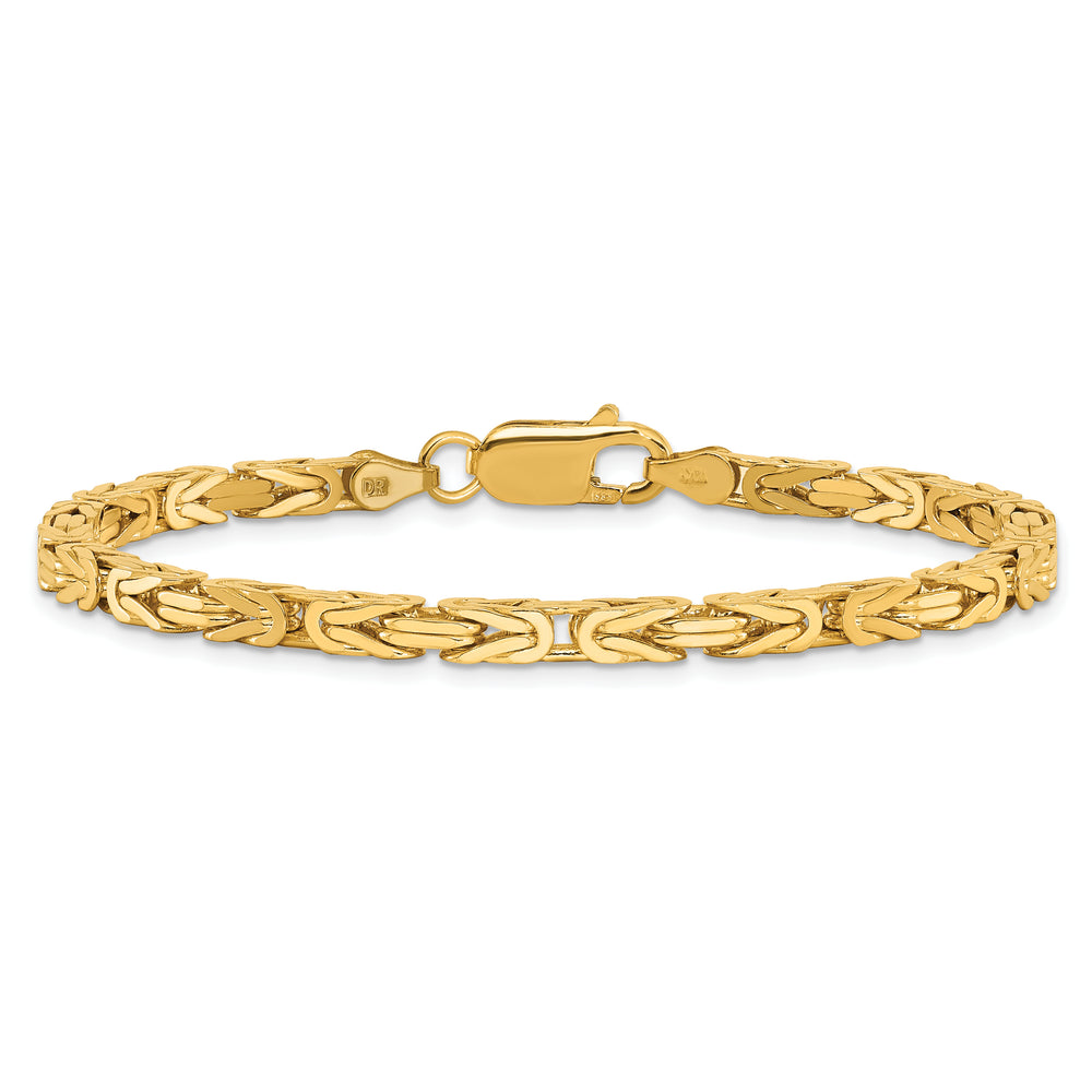 Pulsera de Oro Amarillo de 14k de 8 pulgadas y 3.25 mm Estilo Bizantino con Cierre de Langosta