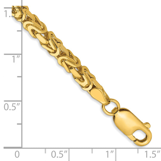 Pulsera de Oro Amarillo de 14k de 8 pulgadas y 3.25 mm Estilo Bizantino con Cierre de Langosta