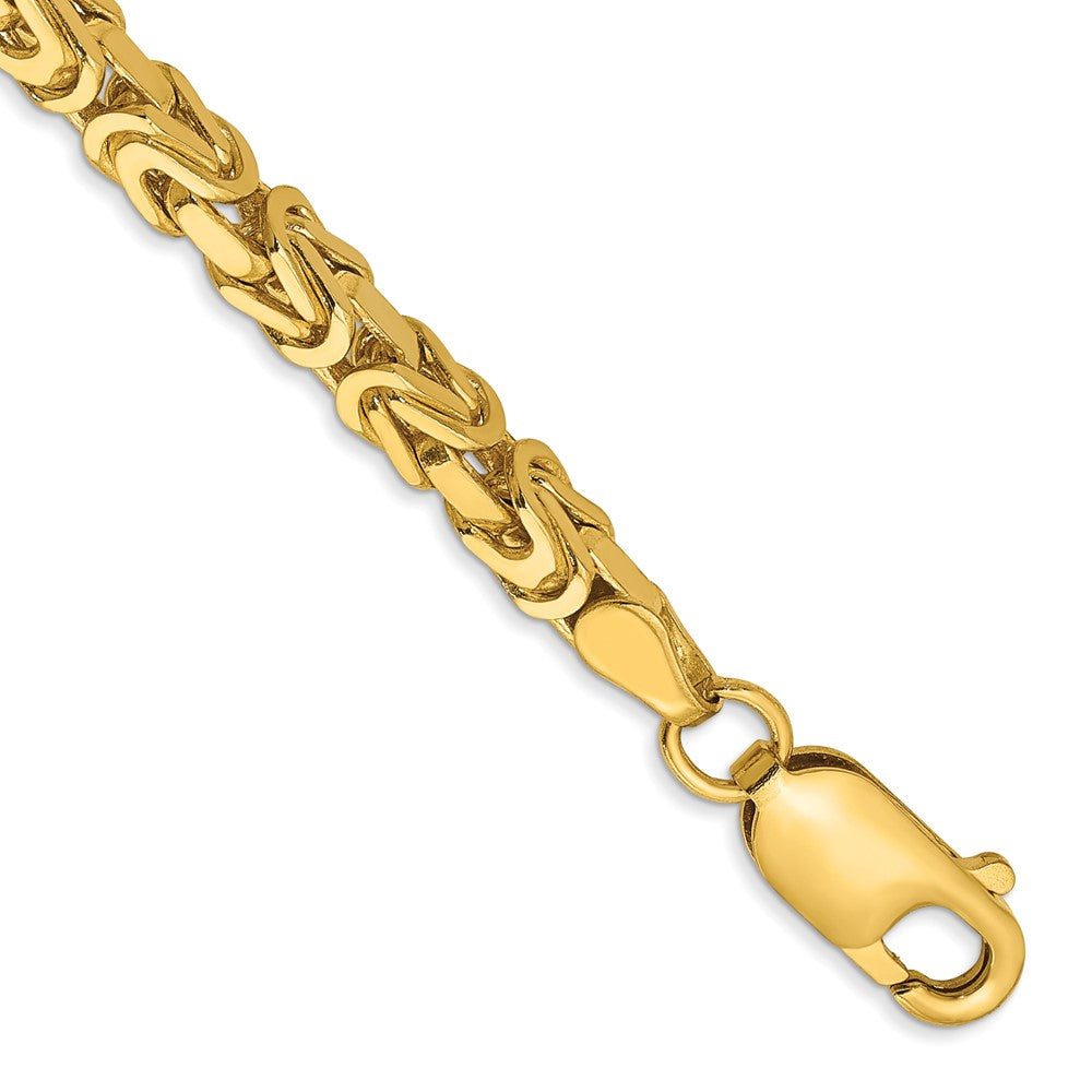 Pulsera de Oro Amarillo de 14k de 8 pulgadas y 3.25 mm Estilo Bizantino con Cierre de Langosta