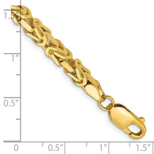 Pulsera de Oro Amarillo de 14k de 8 pulgadas y 4 mm Estilo Bizantino con Cierre de Langosta