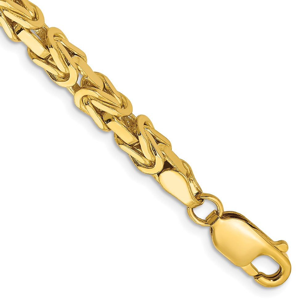 Pulsera de Oro Amarillo de 14k de 8 pulgadas y 4 mm Estilo Bizantino con Cierre de Langosta