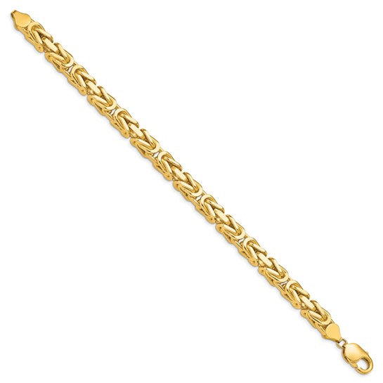 Pulsera de Oro Amarillo de 14k de 9 pulgadas y 6.5 mm Estilo Bizantino con Cierre de Langosta