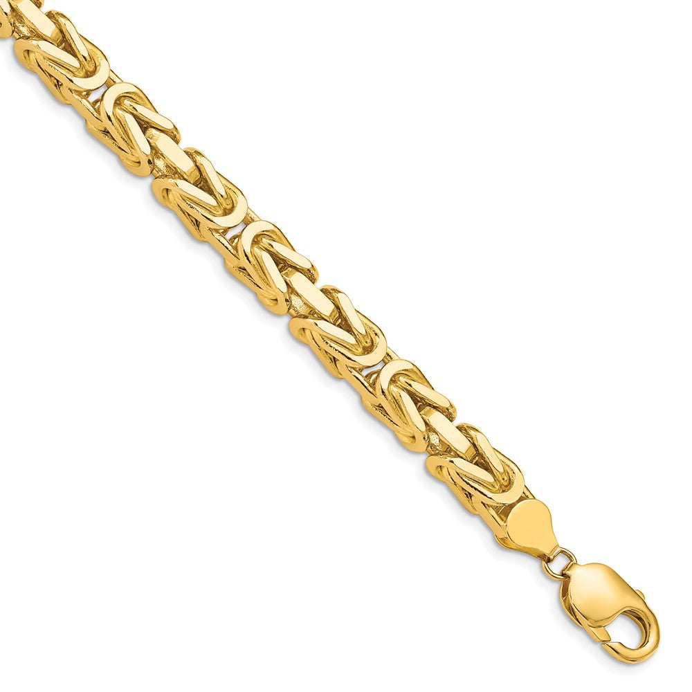 Pulsera de Oro Amarillo de 14k de 8 pulgadas y 6.5 mm Estilo Bizantino con Cierre de Langosta