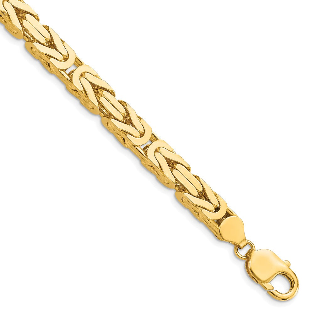 Pulsera de Oro Amarillo de 14k de 9 pulgadas y 6.5 mm Estilo Bizantino con Cierre de Langosta