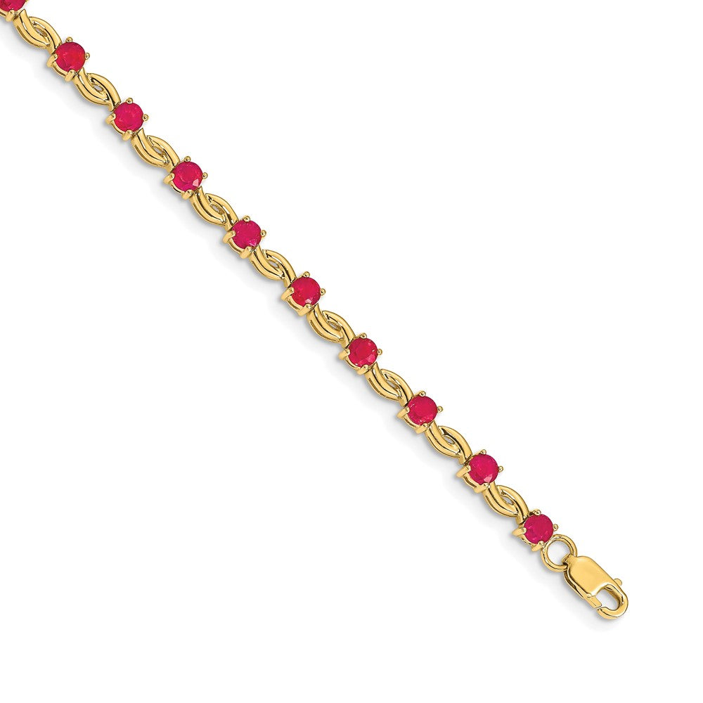 Pulsera de Rubíes Ovalados en Oro Amarillo 14K