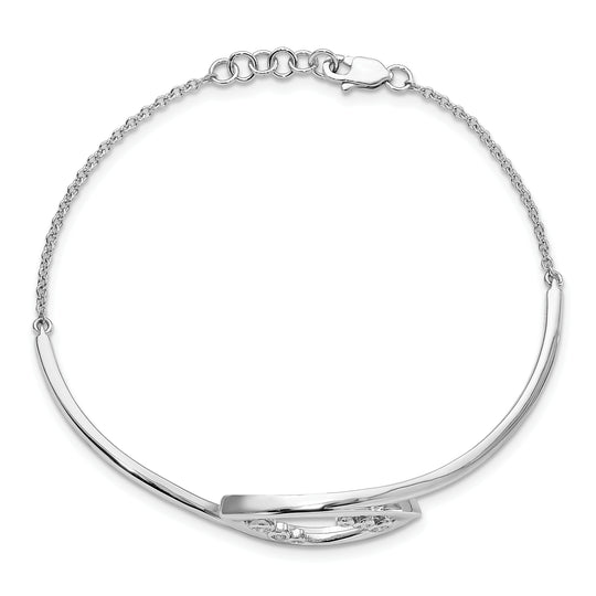 Pulsera Elegante de Oro Blanco de 14k con Diamantes Redondos, 7 pulgadas con Extensión de 0.5 pulgadas