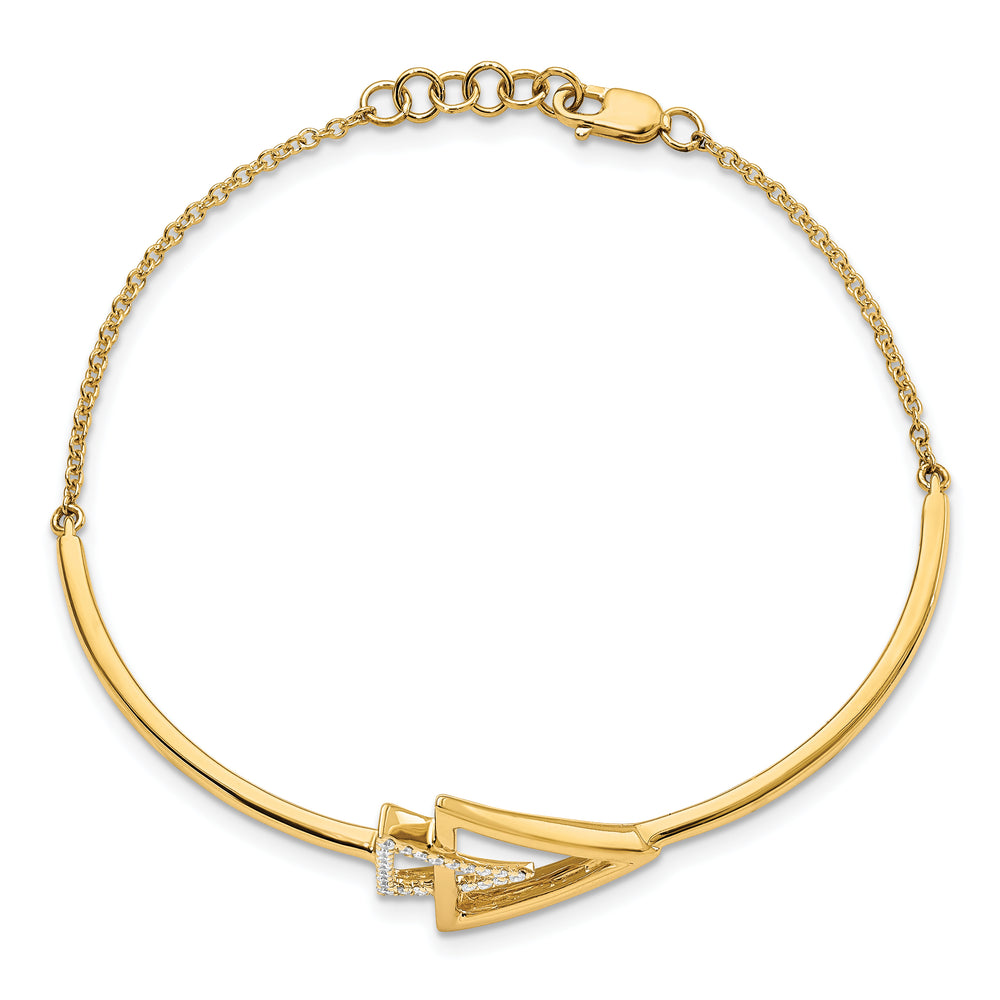 Pulsera de Oro Amarillo de 14k con Triángulo Pulido y Diamantes