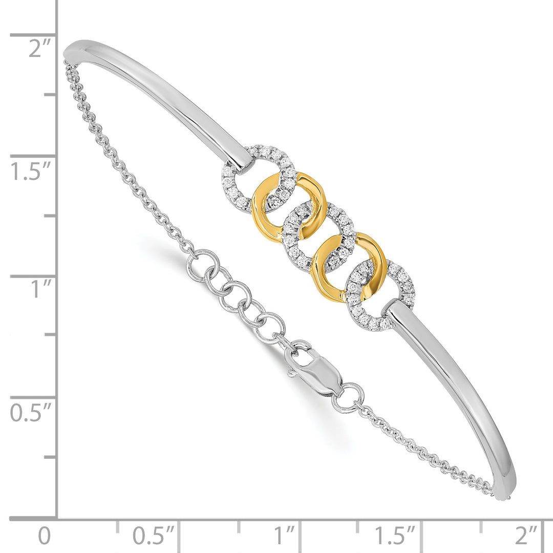 Pulsera 14k Two-Tone Pulido con Círculos de Diamante y Extensión de 0.5 in