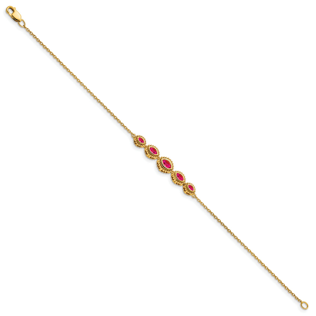 Pulsera de Rubíes Marquise en Oro Amarillo 14K