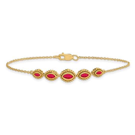 Pulsera de Rubíes Marquise en Oro Amarillo 14K