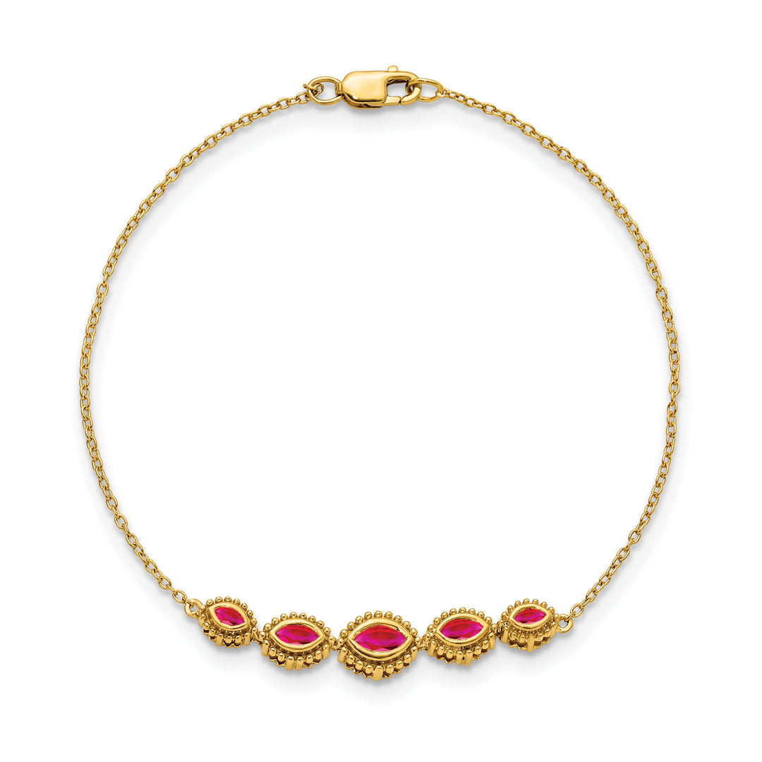 Pulsera de Rubíes Marquise en Oro Amarillo 14K