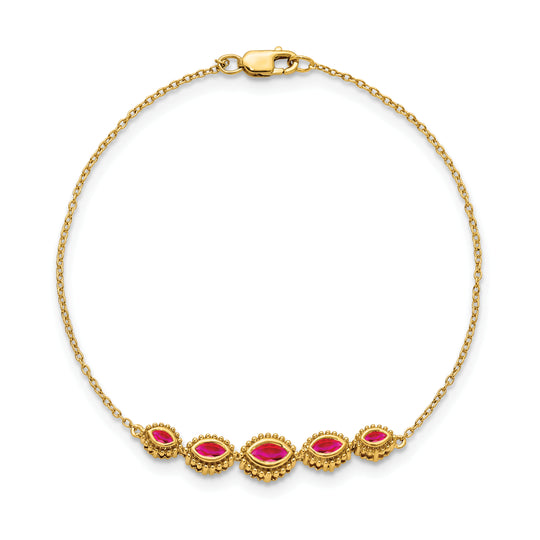 Pulsera de Rubíes Marquise en Oro Amarillo 14K