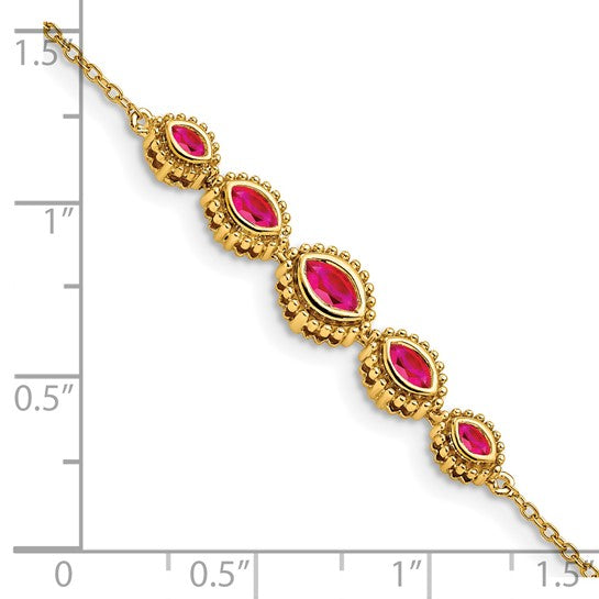 Pulsera de Rubíes Marquise en Oro Amarillo 14K