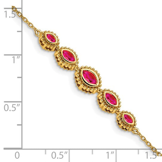 Pulsera de Rubíes Marquise en Oro Amarillo 14K