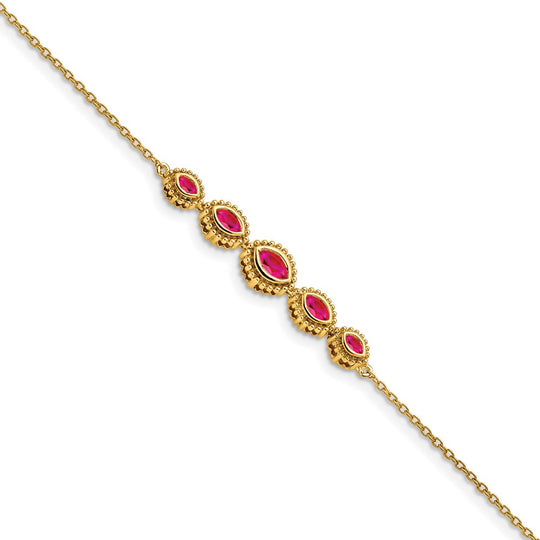 Pulsera de Rubíes Marquise en Oro Amarillo 14K