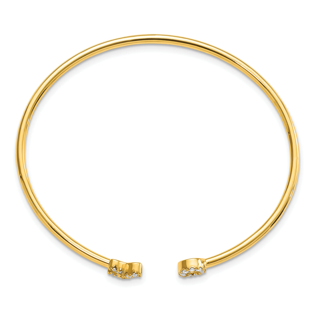 Pulsera Bangle 14k Oro Amarillo Diseño X y O con Diamantes