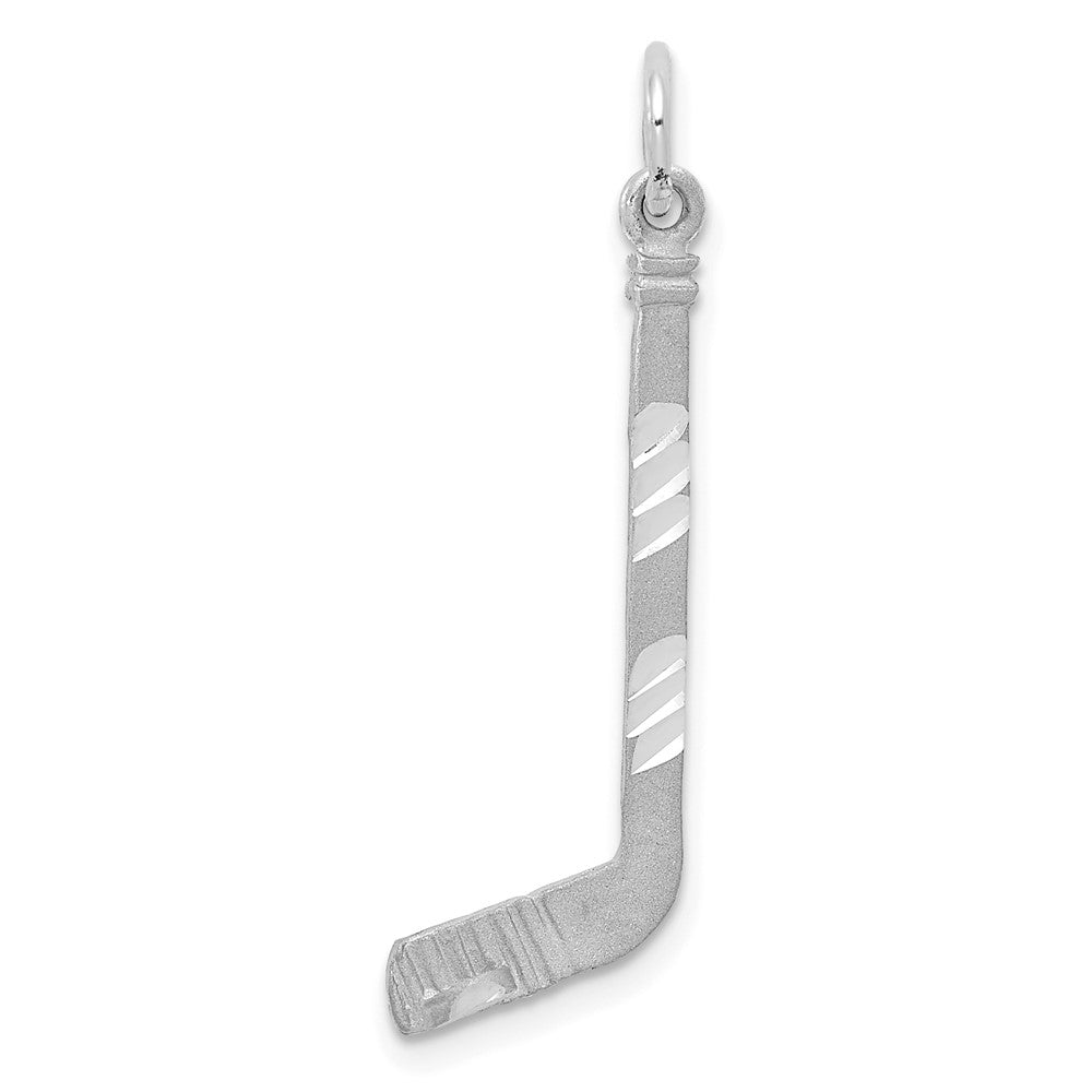 Dije de Hockey en Oro Blanco Satinado D/C de 14k