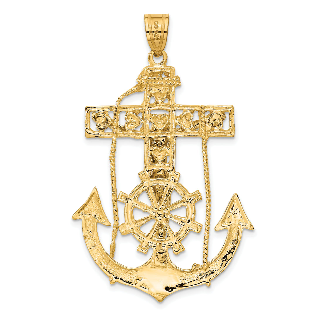 Colgante de Crucifijo Marinero en Oro de 14k Bicolor