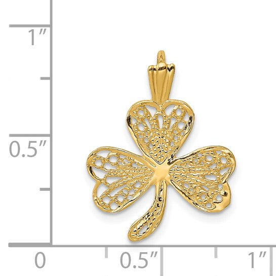 Dije de Trebol en Filigrana de Oro Amarillo de 14K