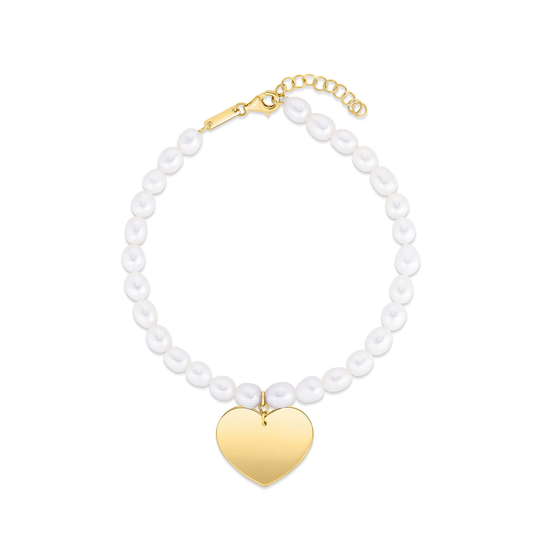 Pulsera con dije de corazón de perlas de 14 quilates