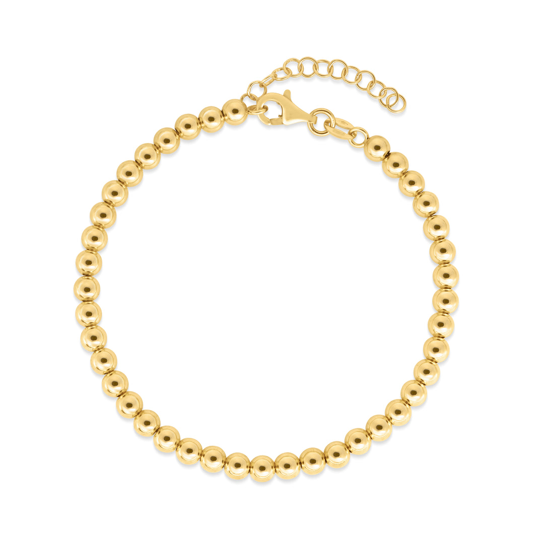 Pulsera Cadena de Cuentas de 4 mm en Oro Amarillo de 14k