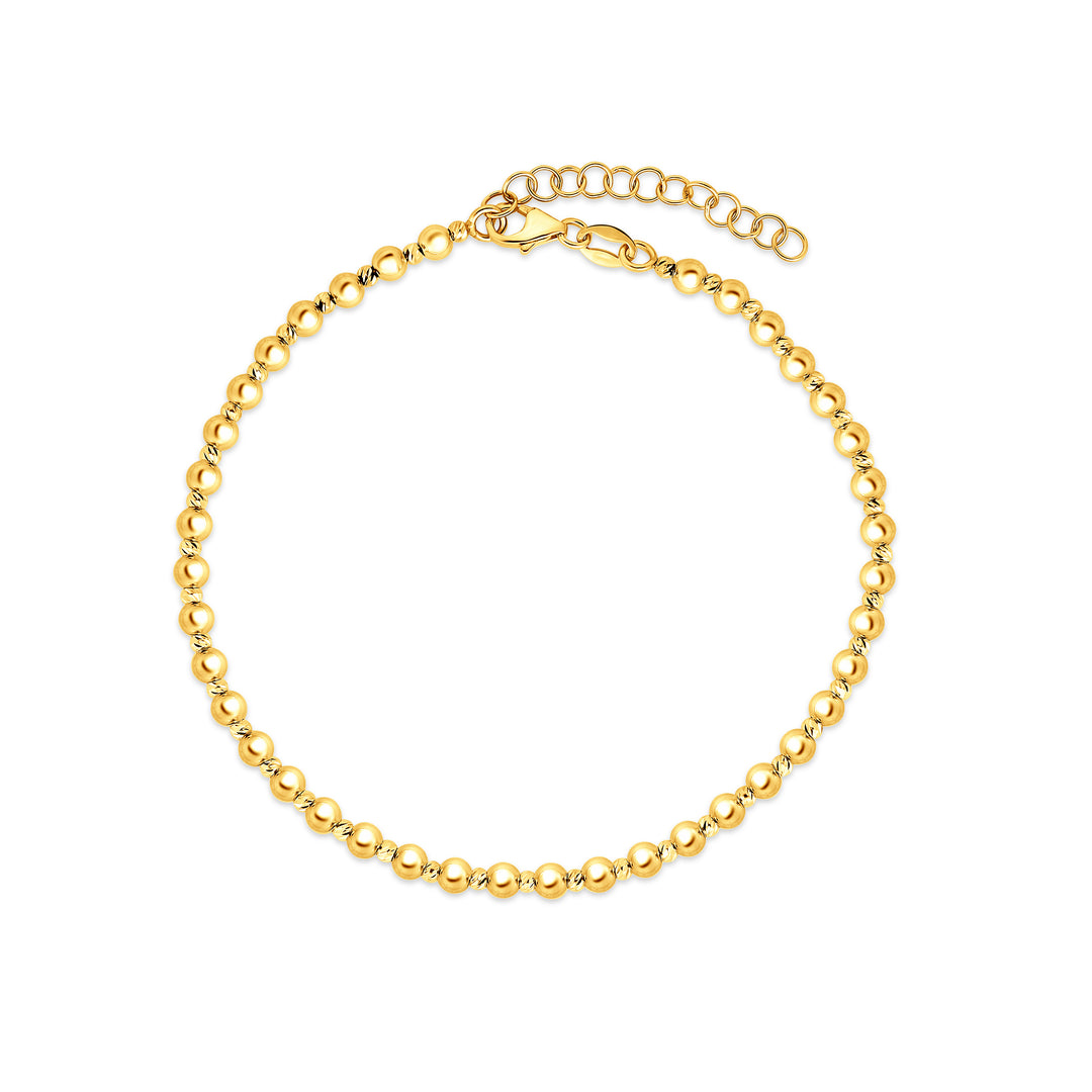 Pulsera de Cuentas de  3 mm en Oro Amarillo de 14k