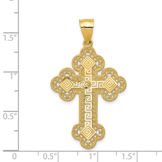 Colgante de Cruz Griega con Botones en Oro Amarillo de 14k