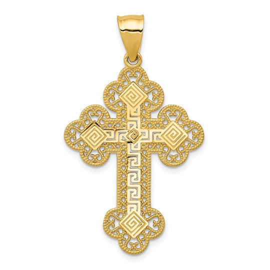 Colgante de Cruz Griega con Botones en Oro Amarillo de 14k