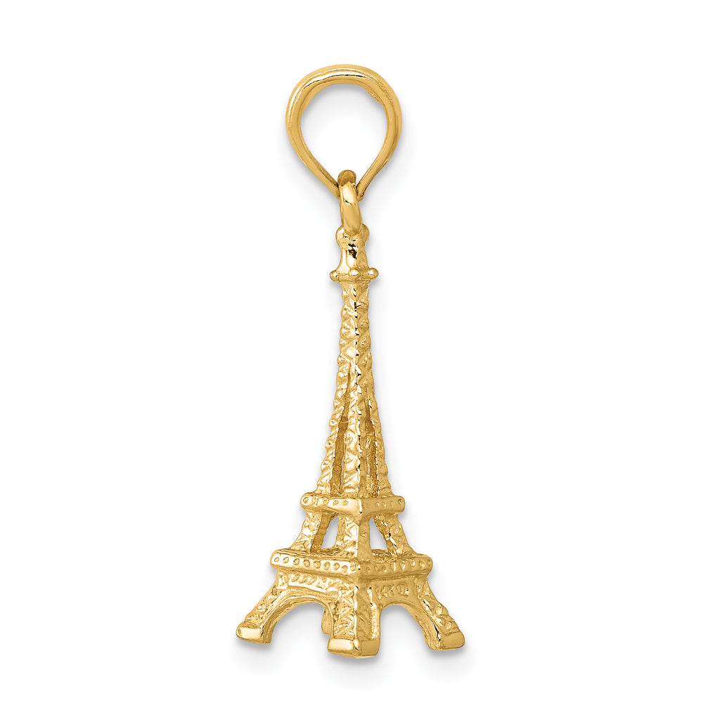 Colgante 3D de la Torre Eiffel Pulido y Sólido de 14K