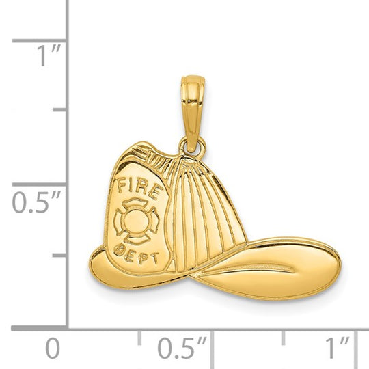 Colgante Grande de Sombrero de Bombero en Oro Amarillo de 14K