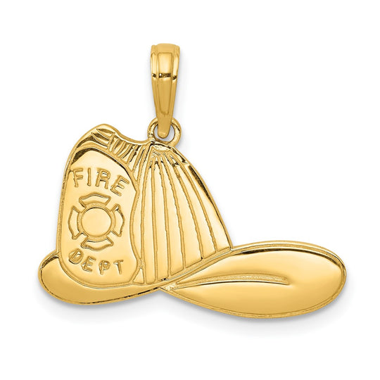 Colgante Grande de Sombrero de Bombero en Oro Amarillo de 14K