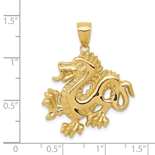 Dije de Dragón en Oro de 14k Sólido y Pulido