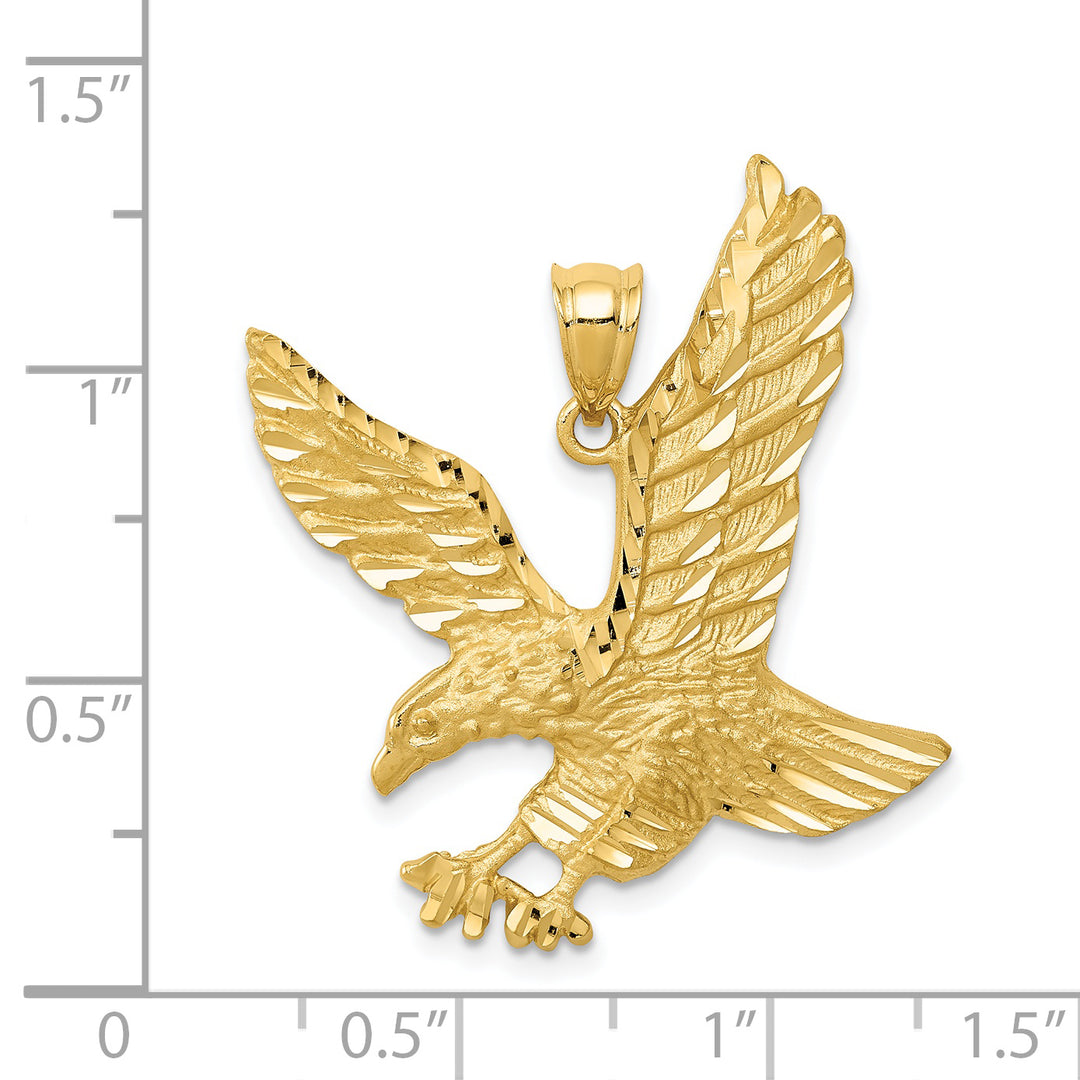 Colgante Águila en Oro de 14k con Acabado Satinado y Corte Diamante