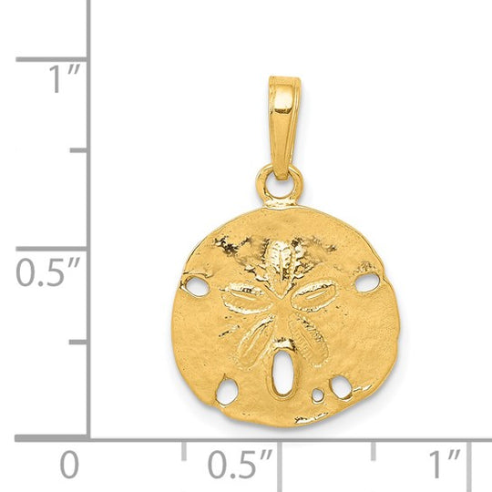 Colgante de Oro de 14K Pulido en Forma de "Sand Dollar" (Dólar de Arena)