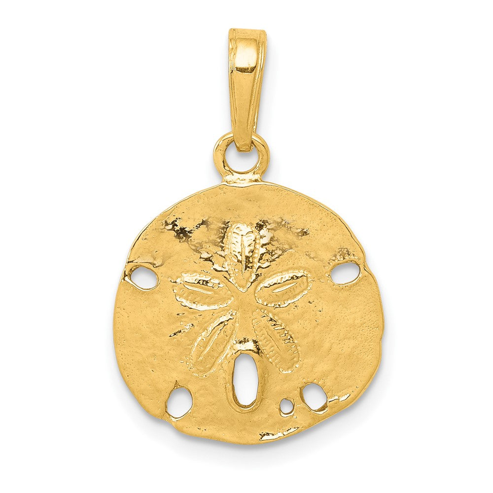 Colgante de Oro de 14K Pulido en Forma de "Sand Dollar" (Dólar de Arena)