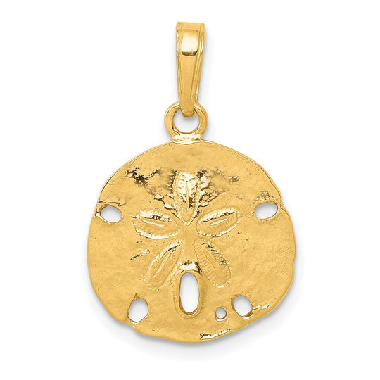 Colgante de Oro de 14K Pulido en Forma de "Sand Dollar" (Dólar de Arena)