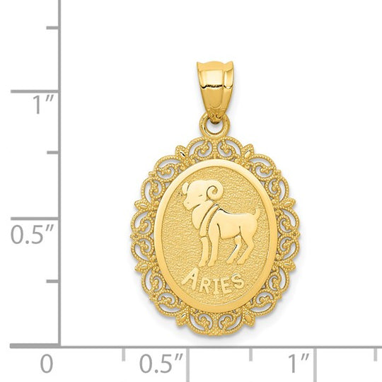 Dije de Aries en Oro Amarillo de 14k con Acabado Satinado y Pulido