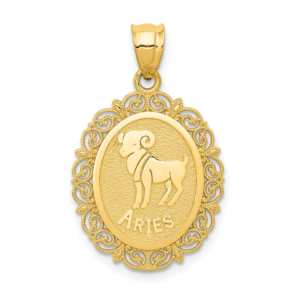 Dije de Aries en Oro Amarillo de 14k con Acabado Satinado y Pulido