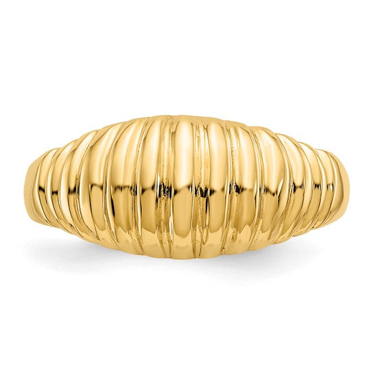 Anillo Dome Ribete Pulido en Oro Amarillo de 14k