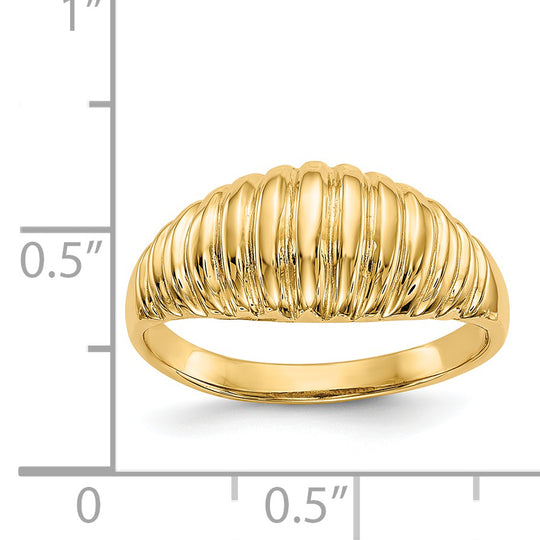 Anillo Dome Ribete Pulido en Oro Amarillo de 14k