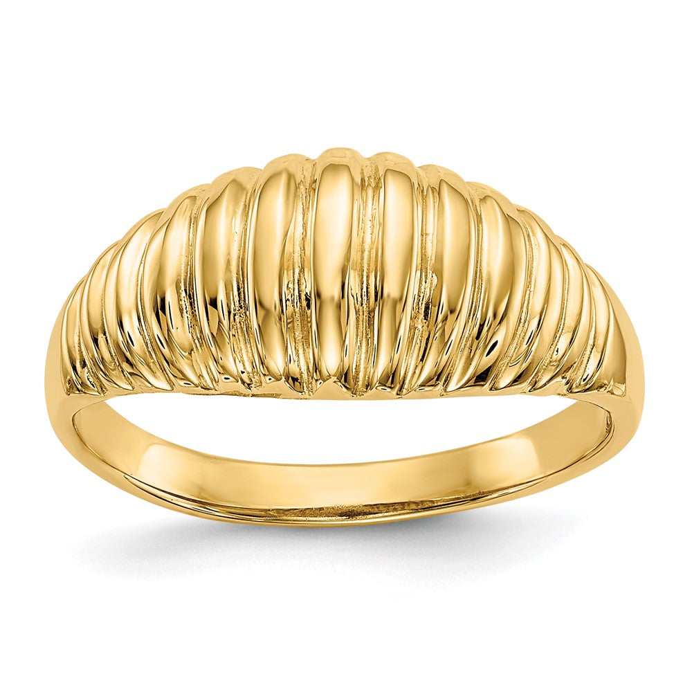 Anillo Dome Ribete Pulido en Oro Amarillo de 14k