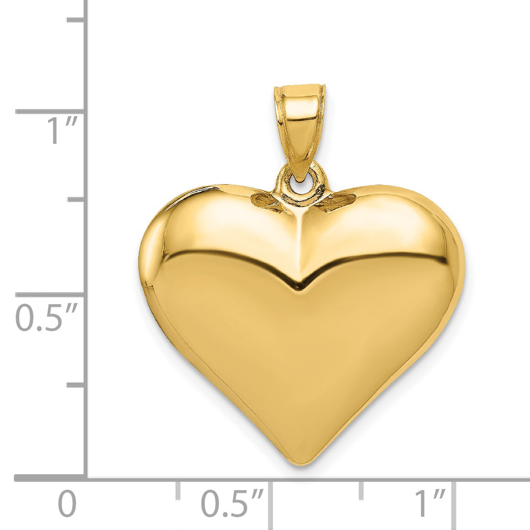 Colgante de Corazón 3D Puffed Pulido en 14K