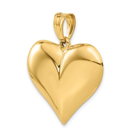 Colgante Corazón Inflado 3D en Oro de 14K Pulido