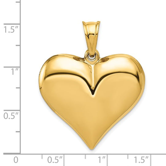 Colgante Corazón Inflado 3D en Oro de 14K Pulido