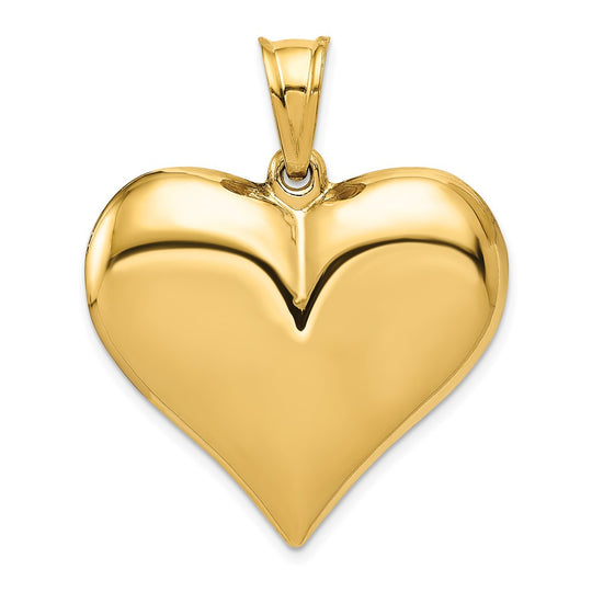 Colgante Corazón Inflado 3D en Oro de 14K Pulido