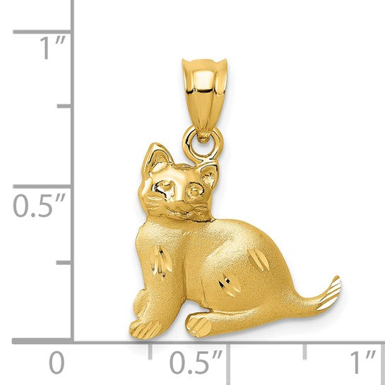 Colgante de Gato en Oro Amarillo de 14K